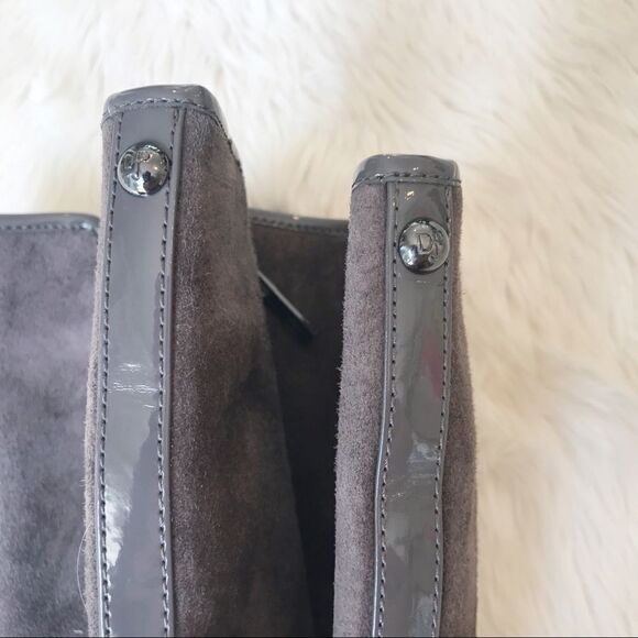 DONALD PLINER Suede Knee High Boot Chunky Heel‎ Round Toe Taupe Gray Size 6.5 - Picture 8 of 14